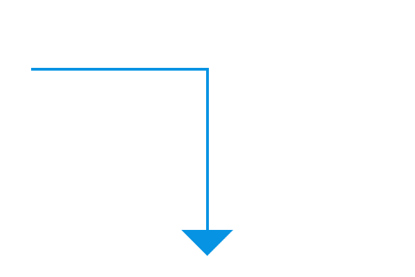 blue arrow pointing right then down